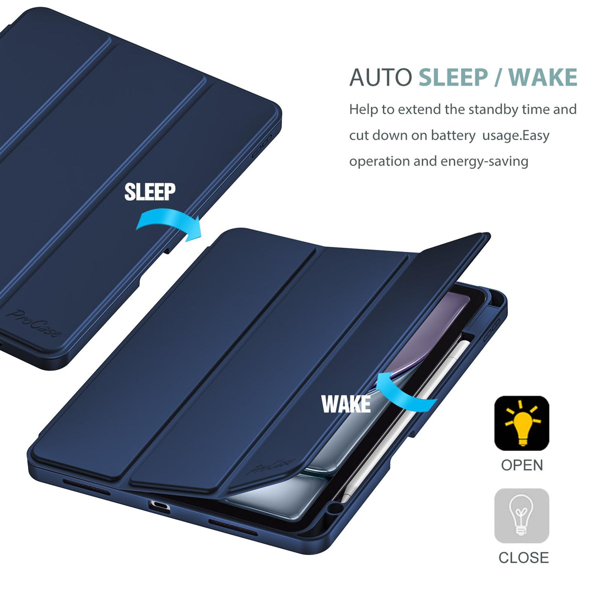 ProCase for iPad Air 11-inch Case M4/M3/M2, Air 5th/4th Gen 10.9,Navy
