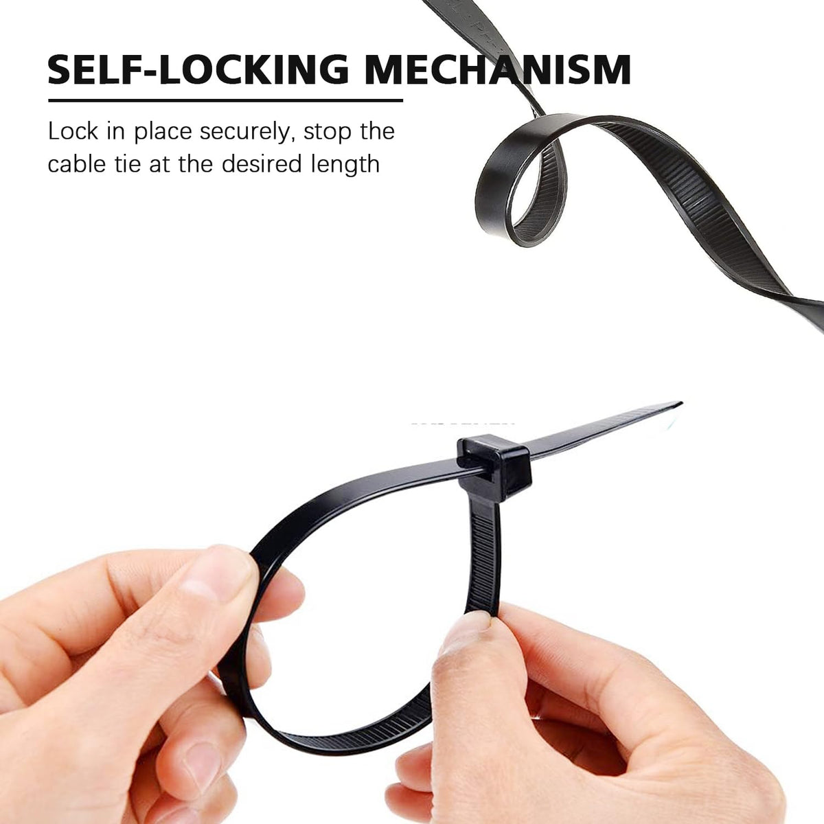 BEEWAY Cable Ties Black - 120 Pack 3.6mm Zip Ties, Tie Wraps for Home, Office, Garden, Assorted in Sizes 100mm, 150mm, 200mm, 300mm (30pcs/Size)