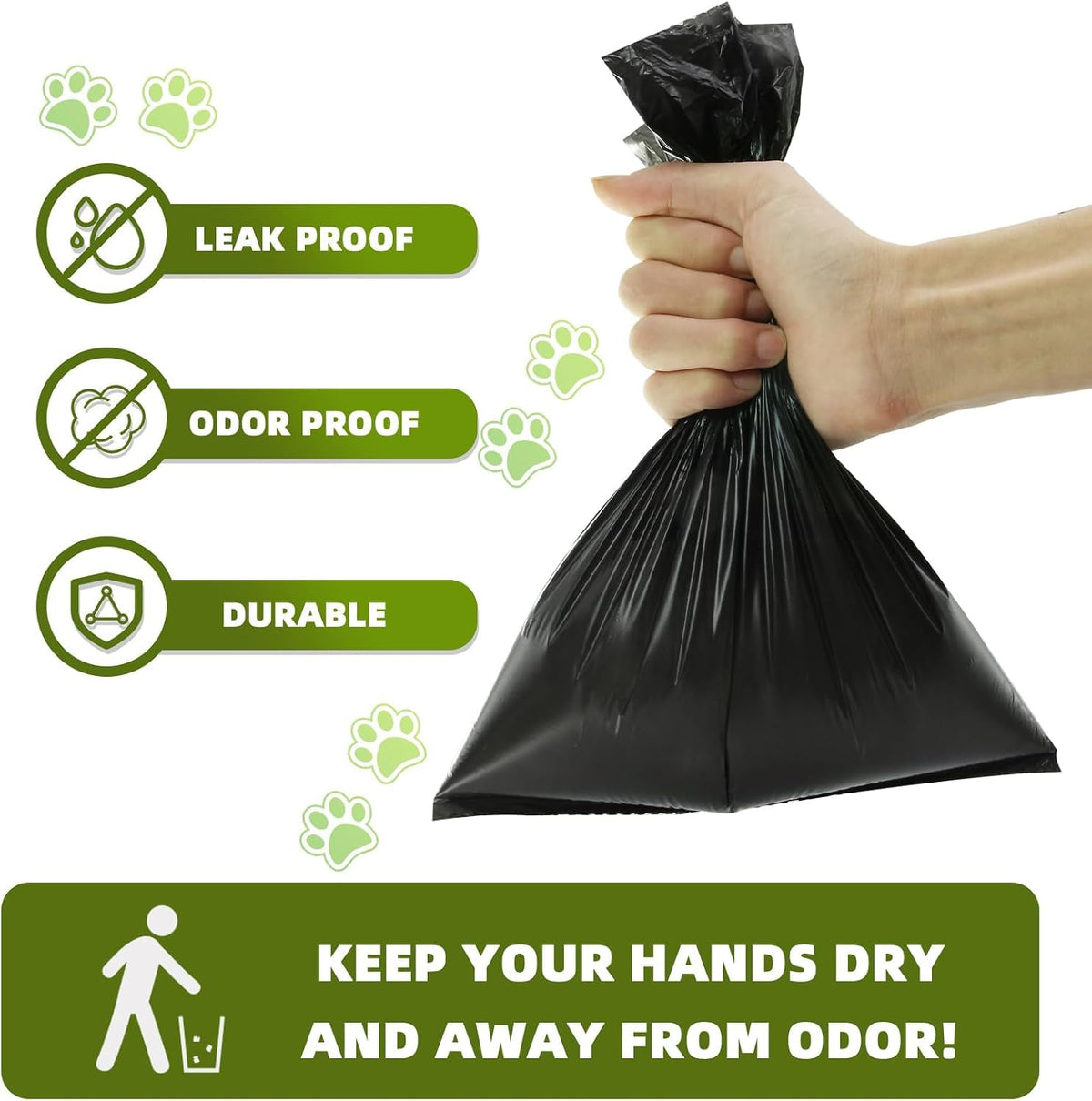 Topfree Poo Bags for Dog Waste, 18 Rolls 180 Dog Poop Bags (Green)