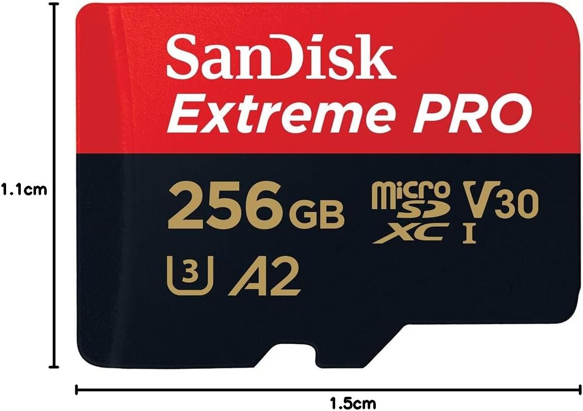 SANDISK Extreme PRO microSD Card + Adapter 256GB, Up to 200MB/s Read Speeds