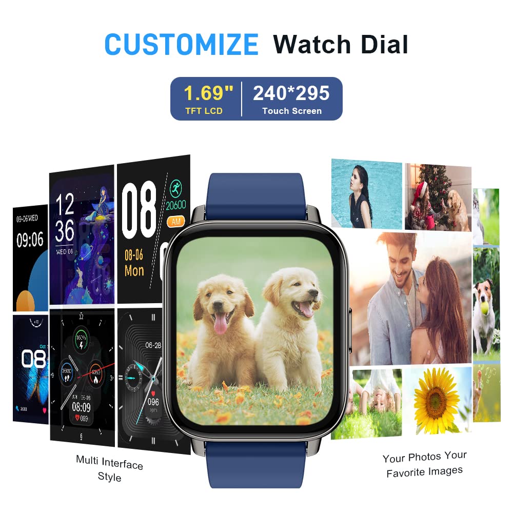 Motast Smart Watch, Fitness Tracker 1.69'' HD for Men Women, Step Counter