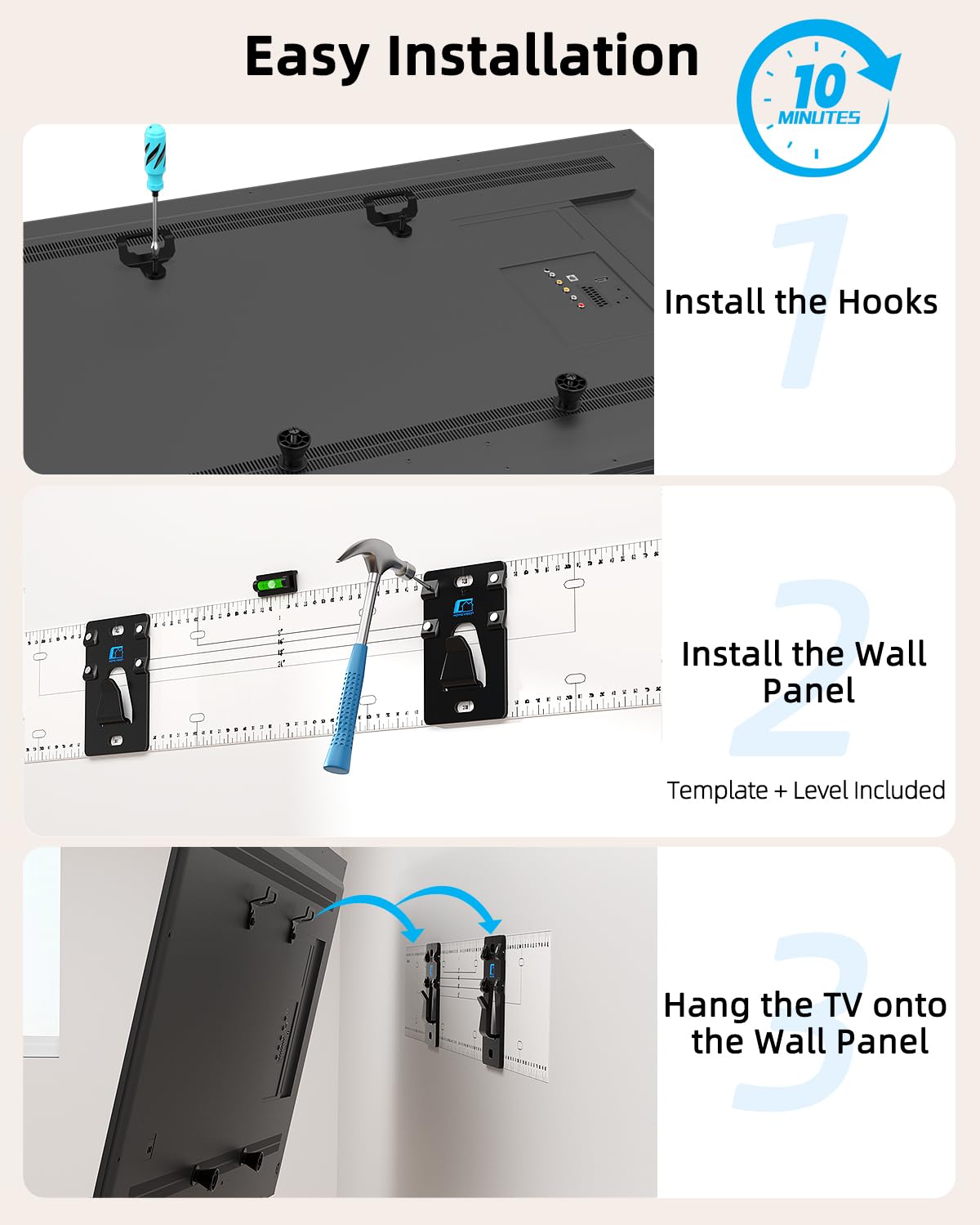 HOME VISION Heavy Duty Fixed TV Wall Bracket for 32-86 Inch Flat Screens