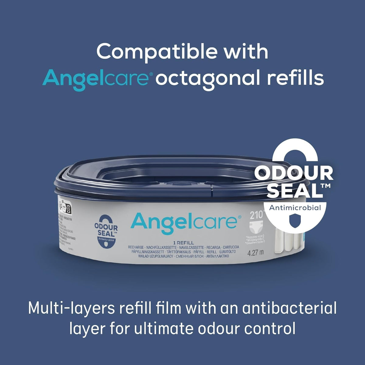 Angelcare Octagonal Refill, 6 Pack, for Classic XL Nappy Bin