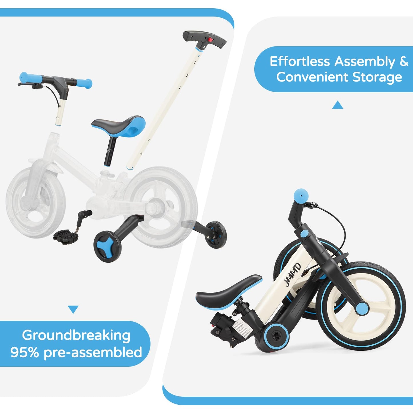 JMMD 6-in-1 Convertible Toddler Balance Bike to Pedal Bike — Ages 18 Months to 5 Years