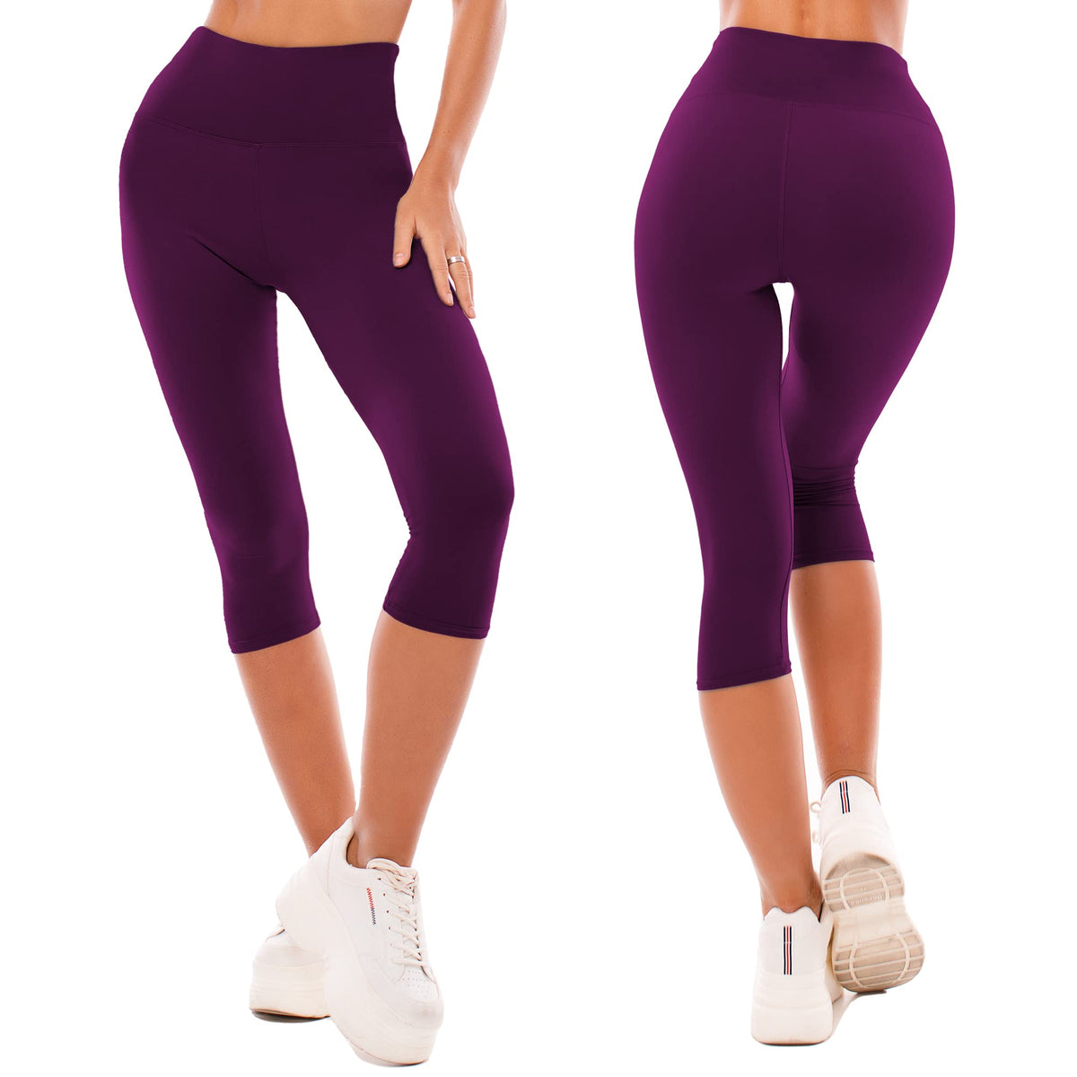 SINOPHANT High Waisted Capri 3/4 Length Leggings for Women