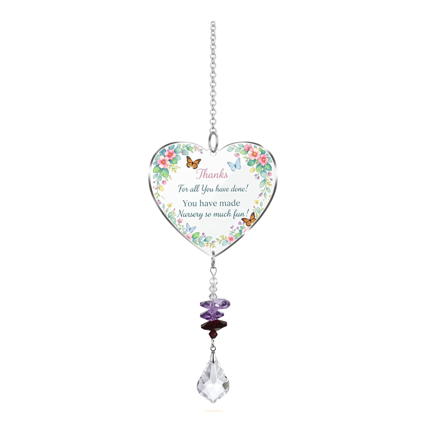 Teacher Gifts for Women Thank You Teachers Crystal Suncatcher Ornaments Teachers Day Graduation Retirement Christmas Birthday Appreciation Gift (Thanks)