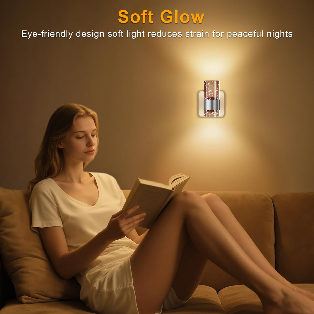 Night Light Plug in Wall with Dusk to Dawn Sensor Modern 2 Pack Gold