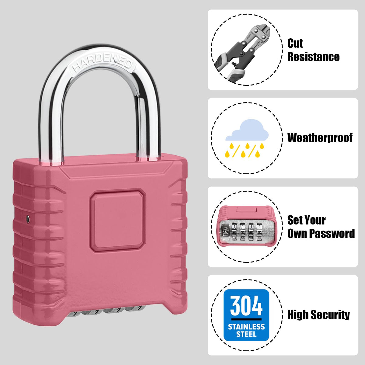 Diyife Large Heavy Duty Combination Padlocks Outdoor, 52mm Weatherproof