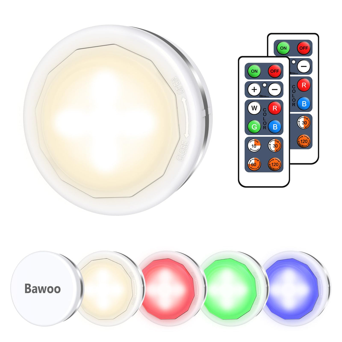 Under Cabinet Lights, Wireless LED Puck Lights Remote Control, 4000K Natural White Brightness Dimmable Battery Powered Touch Closet Cupboard Kitchen Wardrobe Lights, 6 Pack (White)