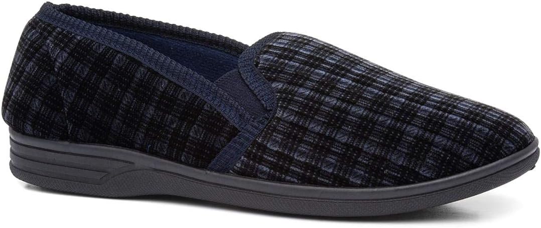 The Slipper Company Mens Twin Gusset Navy Slipper