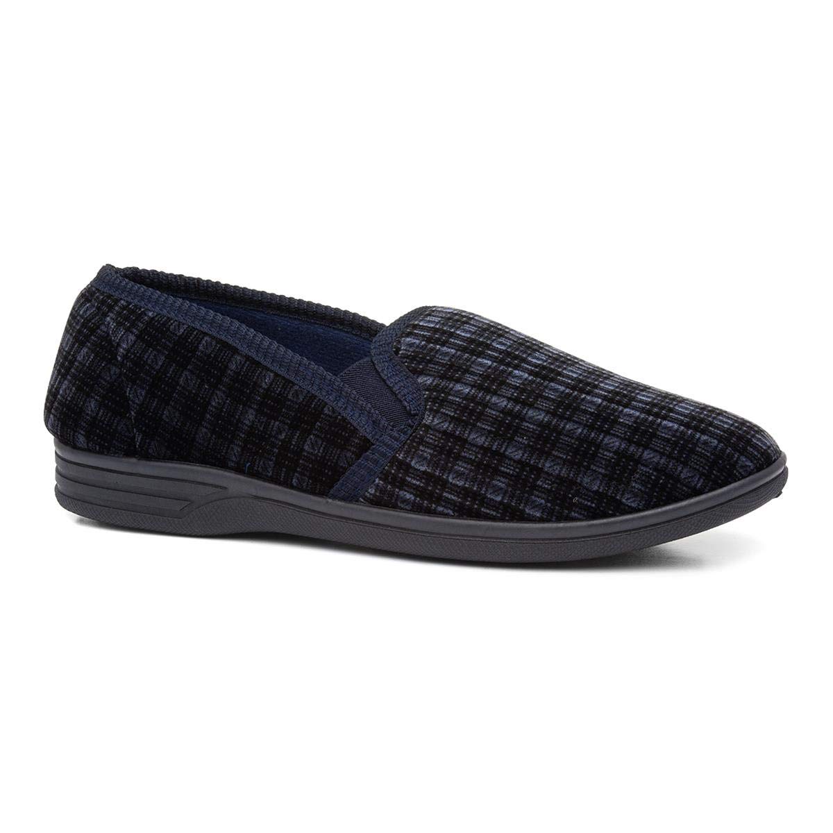 The Slipper Company Mens Twin Gusset Navy Slipper