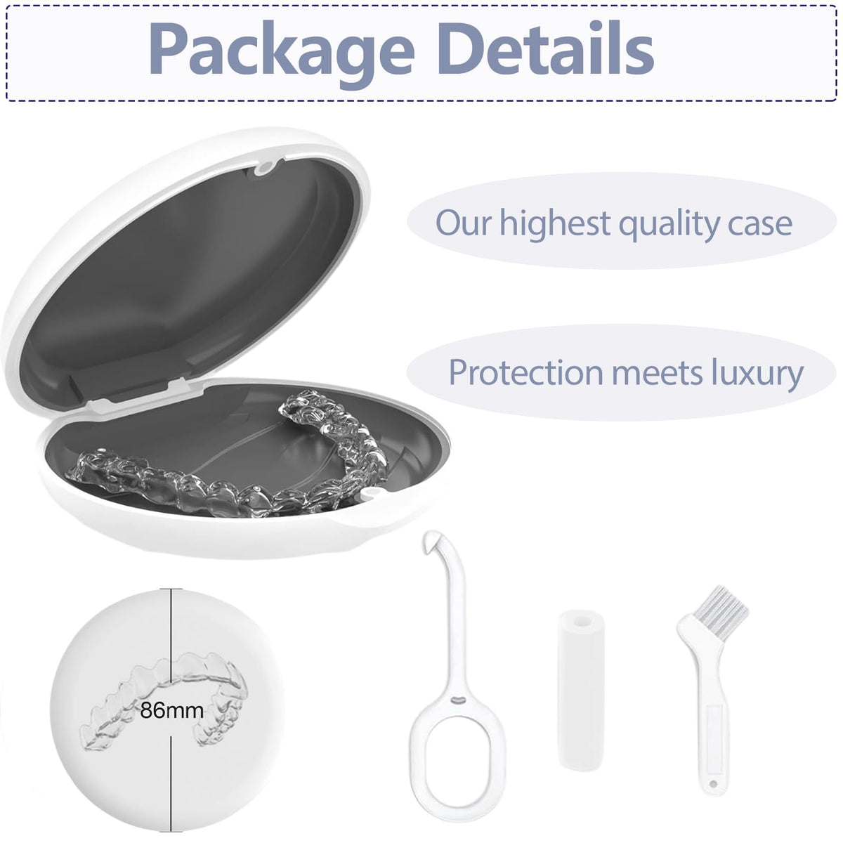 Retainer Case, Slim Aligner Cases for Invisalign, Mouthguard Case with Removal Tools& Aligners Chewies& Brush, Removable Inner Tray Silicone for Easy Cleaning (Pink)