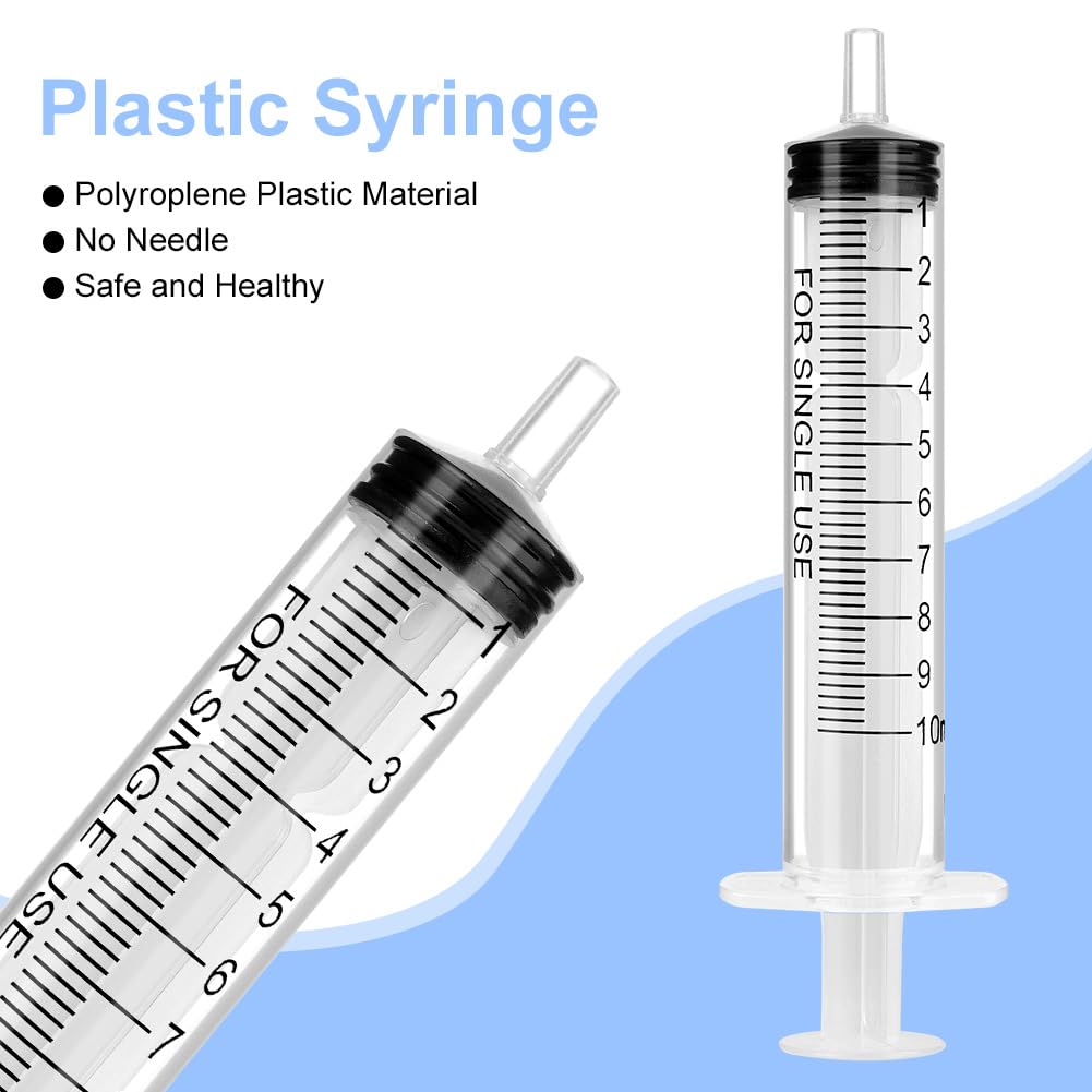 OFFCUP Plastic Syringes, 8pcs No Needle Syringe, 10ml Liquid Measuring Syringe with Luer Slip Tip for Refilling and Measuring Liquids, Scientific Labs Experiment, Feeding Pets (No Needle)