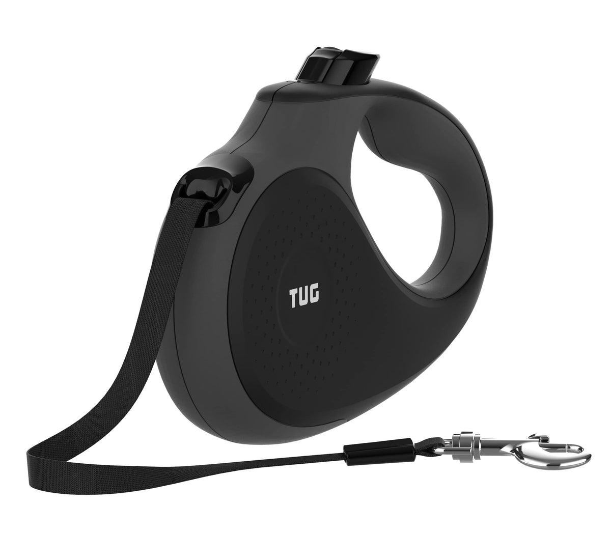 TUG 360° Tangle-Free Retractable Dog Lead for Up to 25 kg Dogs | 5 m Strong Nylon Tape | One-Handed Brake, Pause, Lock (Medium, White/Orange)