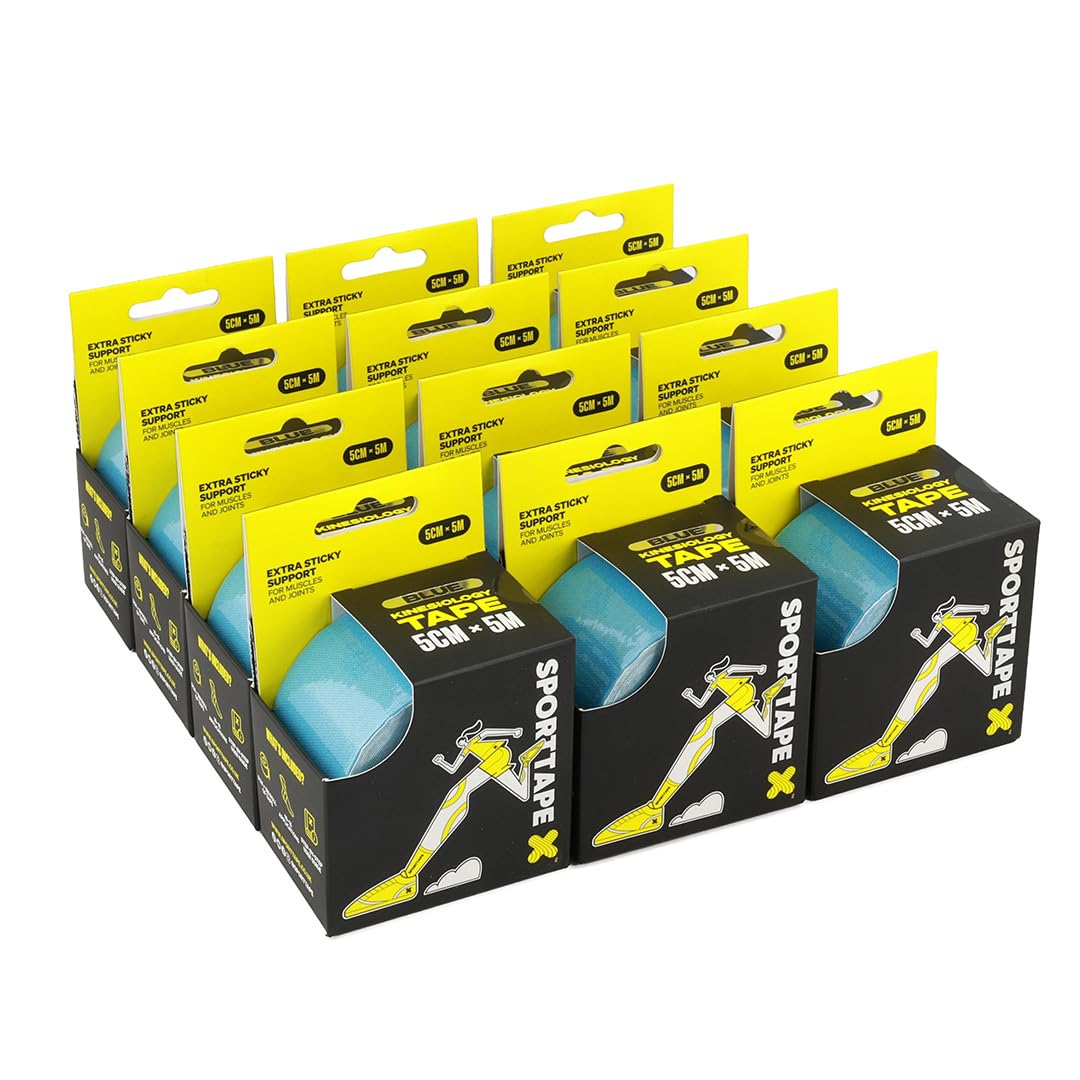 SPORTTAPE Kinesiology Tape, 5cm x 5m, Black - Waterproof, Hypoallergenic