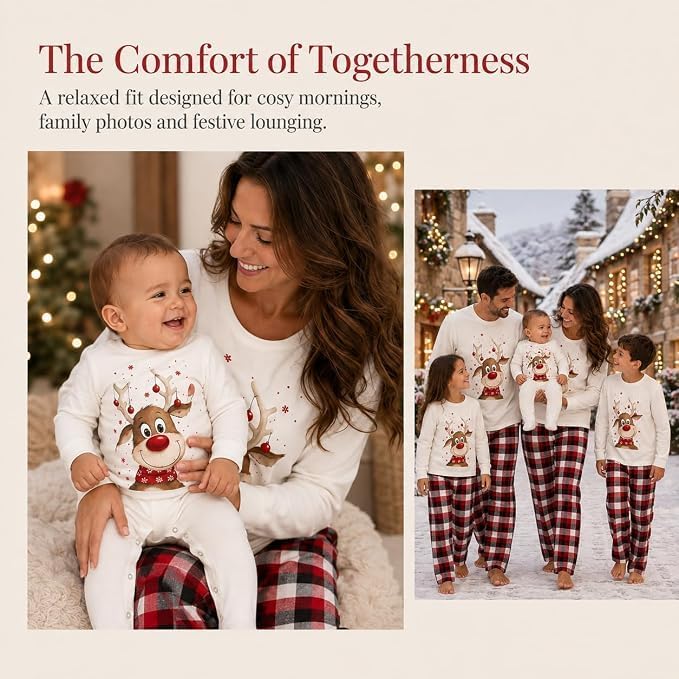 Family Christmas Pyjamas Set Mens Womens Cartoon Printed Xmas Matching Pjs