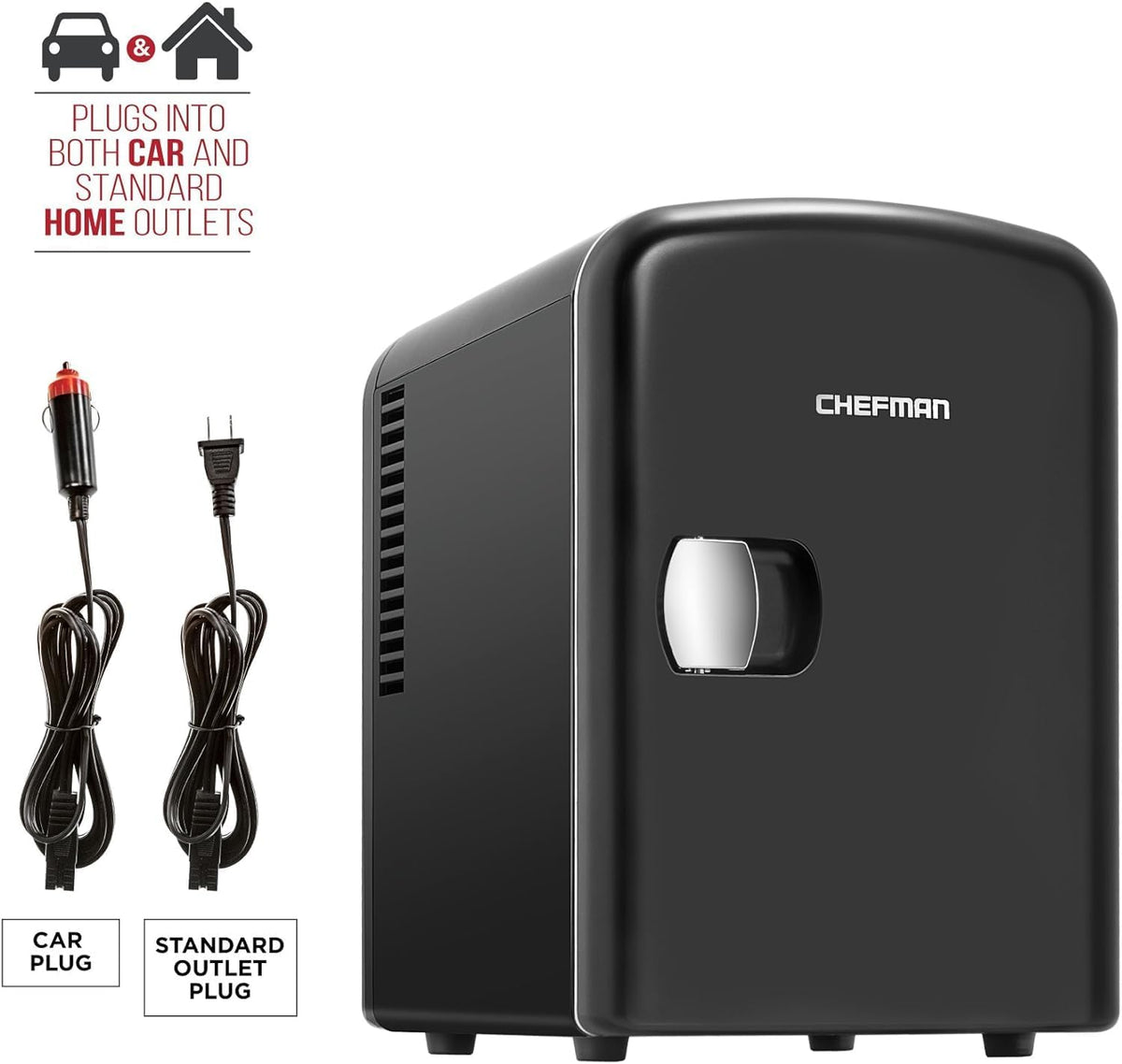 Iceman Mini Portable Eraser Personal Fridge, Cools & Heats, 4 Litre Capacity, Chills 6 12oz cans, 100% Freon-Free & Eco Friendly, Includes Plugs for Home Outlet & 12V Car Charger, Black