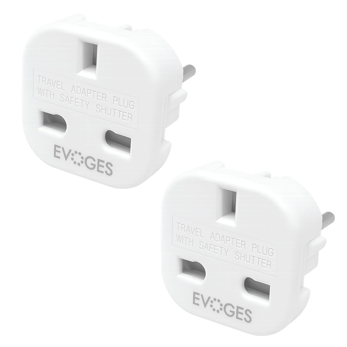 UK to European EU Travel Adapter Plug Type G to Type C,E,F, 3 Pin to 2 Pin Travel Europe White (Pack of 3)