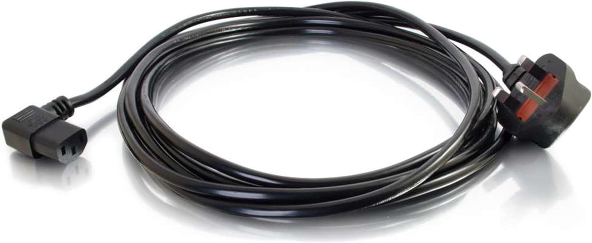C2G C2G82037 10 Metre 17 AWG 90 degree power cable (IEC320C13R to BS1363) Right Angle Kettle lead, Black