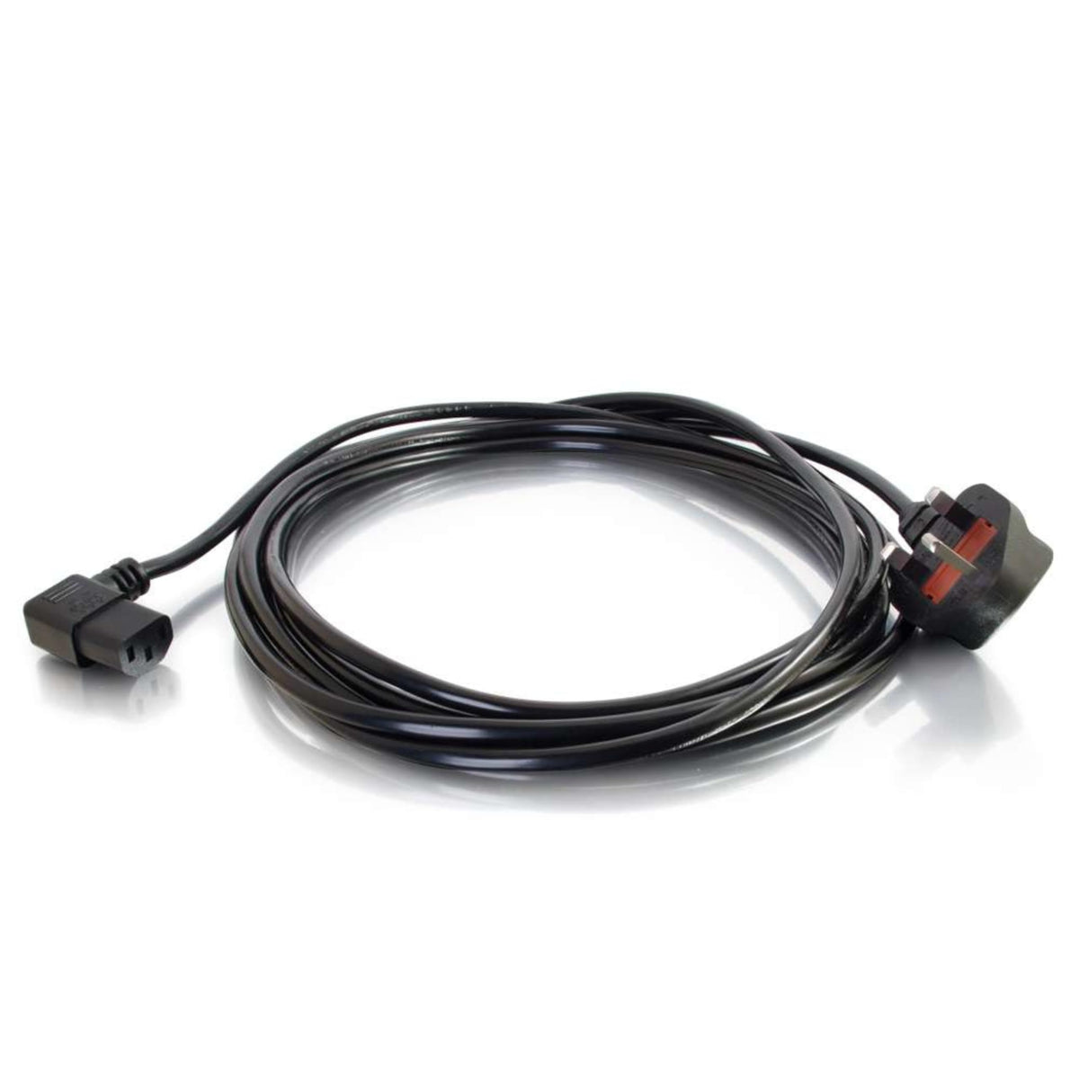 C2G C2G82037 10 Metre 17 AWG 90 degree power cable (IEC320C13R to BS1363) Right Angle Kettle lead, Black