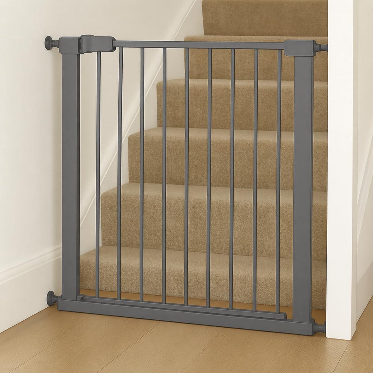 For Your Little One Pressure Fit Safety Stair Gate – 100–107 cm – 2 x 7 cm Extensions Included – No Screws Needed | One-Hand Opening | Baby & Pet Gate for Stairs & Doorways, Grey