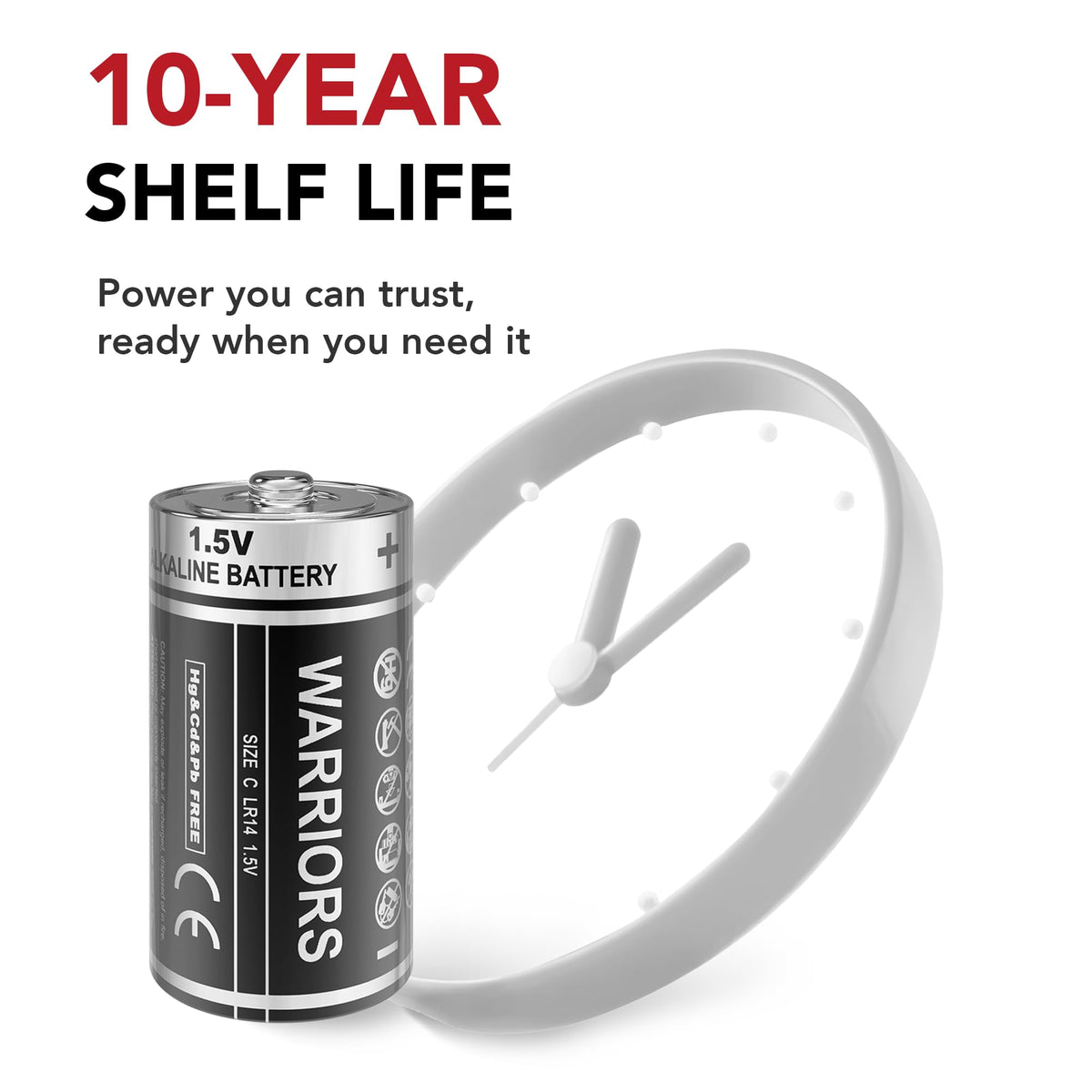 Warriors 2X 9V Alkaline Batteries, 6LR61, Long Lasting Power