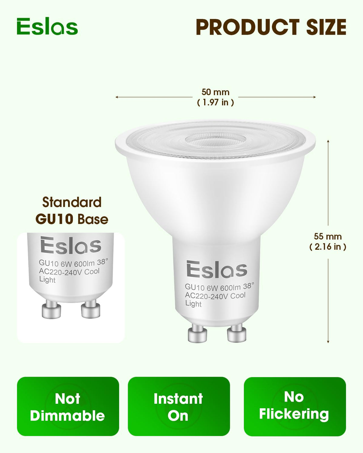 GU10 LED Bulbs Natural White 4000K, 6W, 60 Watts Equivalent, 6 Pack