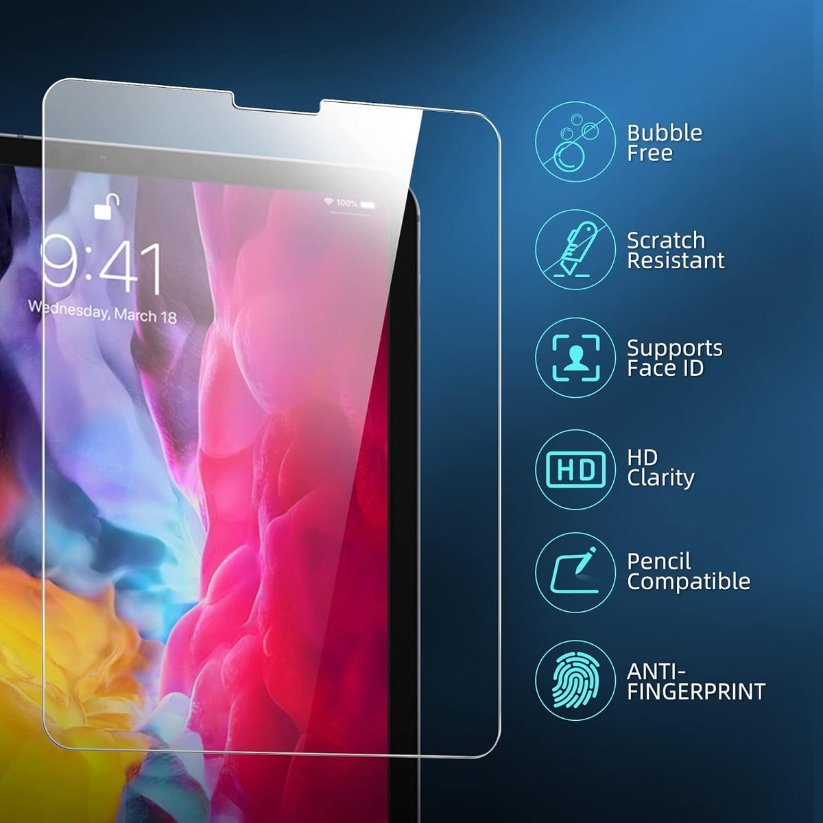 NEW'C for iPad Air 5/4, iPad Pro 11-inch Screen Protector Tempered Glass