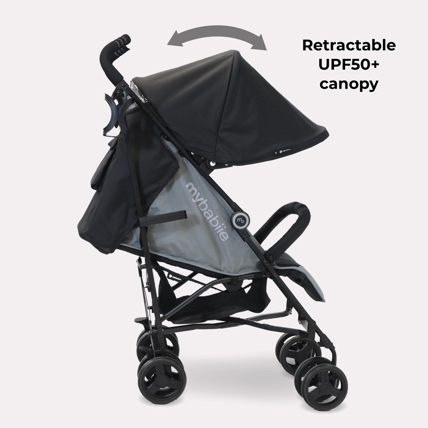 My Babiie MB02 Plus Stroller - from Birth to 4 Years (22kg), Lightweight & Compact Umbrella Fold, Travel Buggy for Toddlers, Pushchair Includes Cup Holder and Rain Cover - Pink & Grey