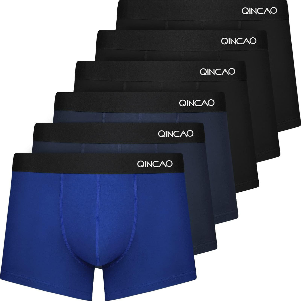 QINCAO Mens Boxers Briefs 6 Pack Combed Cotton Tagless Soft & Slim Fit