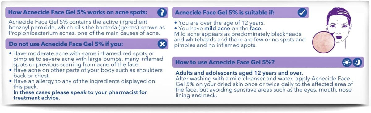 Acnecide Face Gel 5% Benzoyl Peroxide 15g