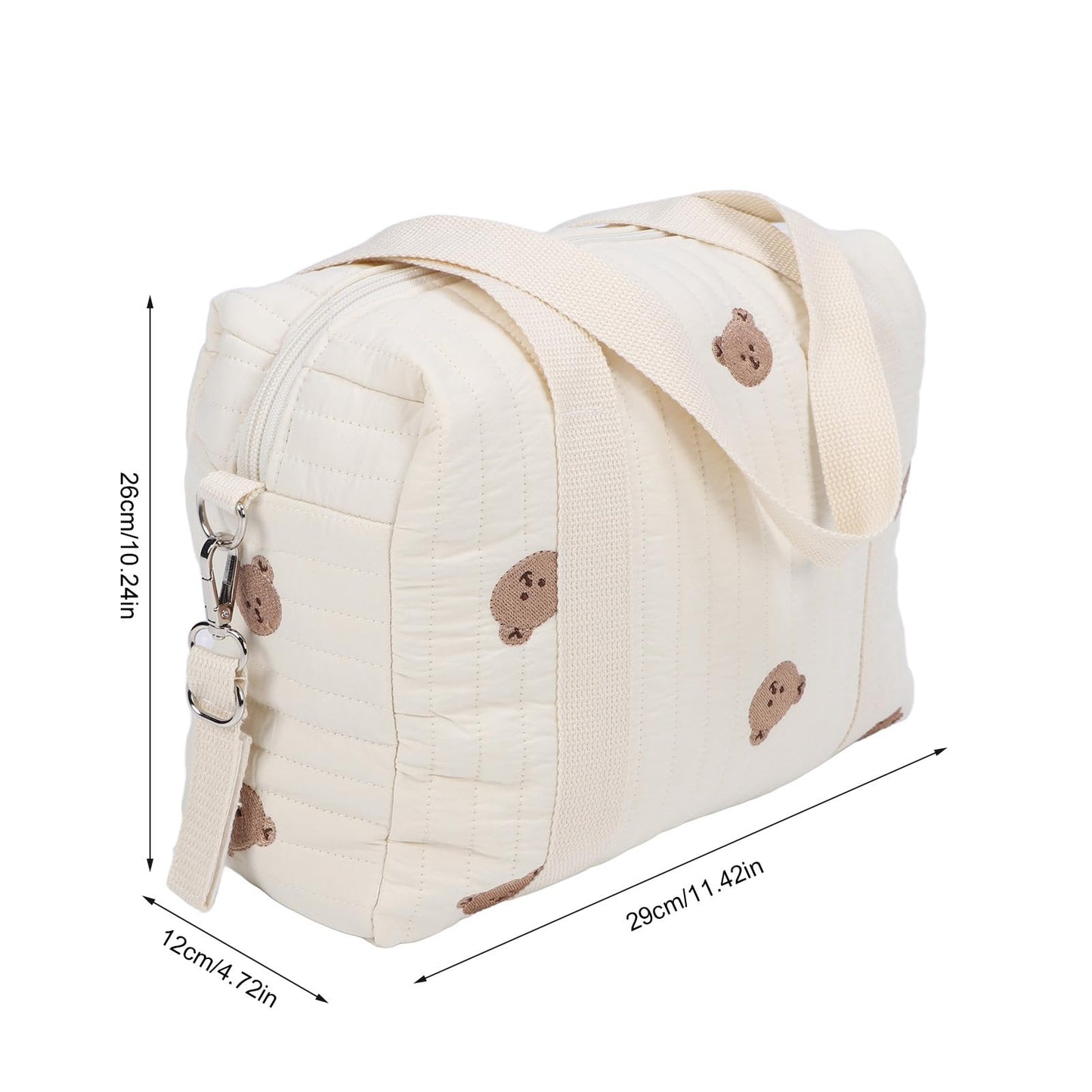 Baby Stroller Storage Bag, Cotton Cloth Reusable Handbag Pram Organiser Bag Multifunctional Pushchair Organiser with Zipper Pockets for Pram Travel 32x12x25cm (#3)