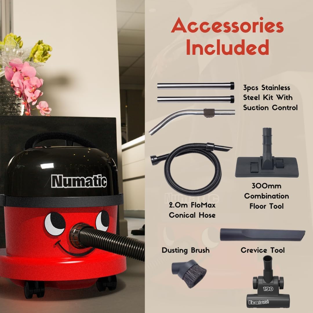 Numatic NRV240-11 Henry Vacuum Cleaner 620W 9L Commercial Dry Red - 3 Years Warranty - 2026 Model