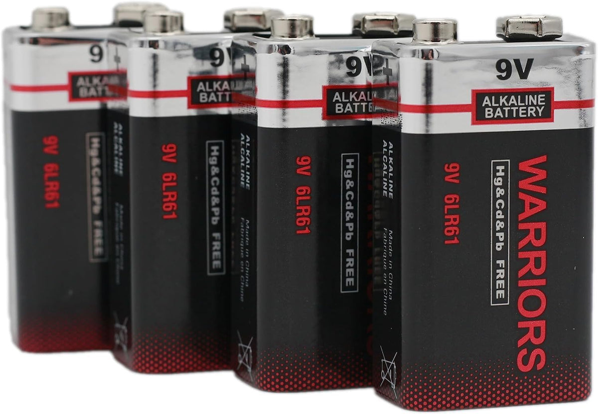 Warriors 4X 9V Alkaline Batteries, 6LR61, Long Lasting Power