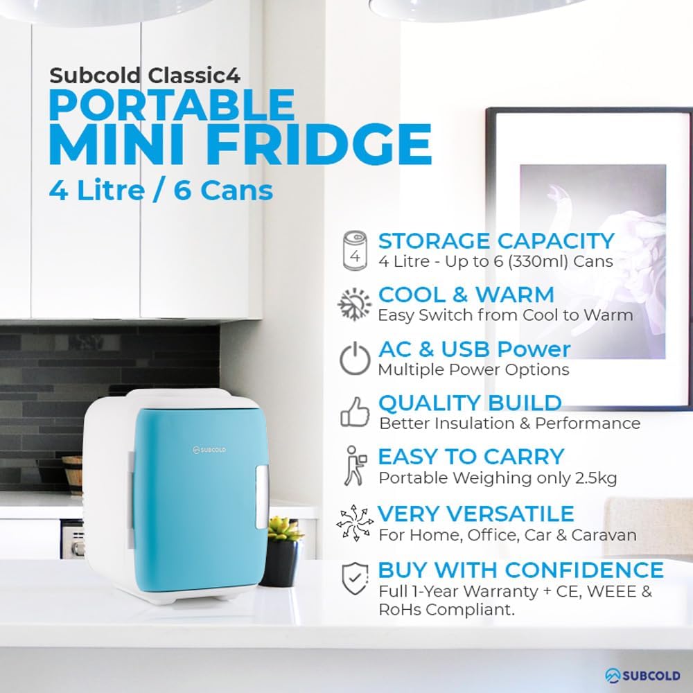 Subcold Classic4 Mini Fridge | 4L | Cooler & Warmer | AC & USB