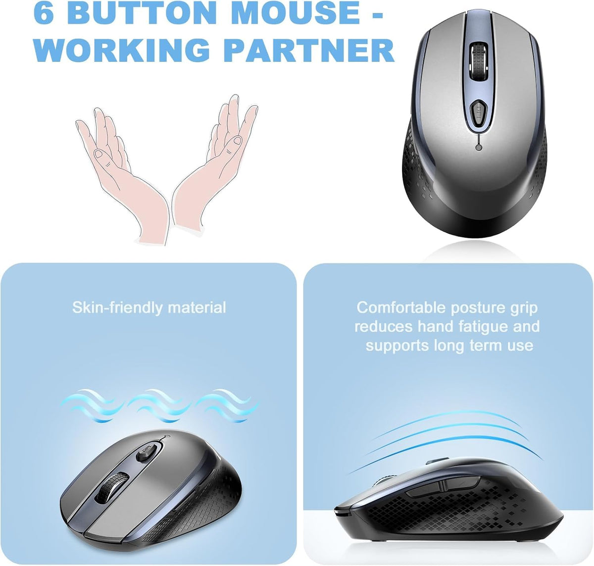 cimetech Wireless Mouse for Laptop, Portable Slim Silent Design for Left & Right Hand Users, Storable Nano Receiver, 800-1600 DPI, 2.4G Compact Computer Mice for MacBook, PC, Windows, Chromebook