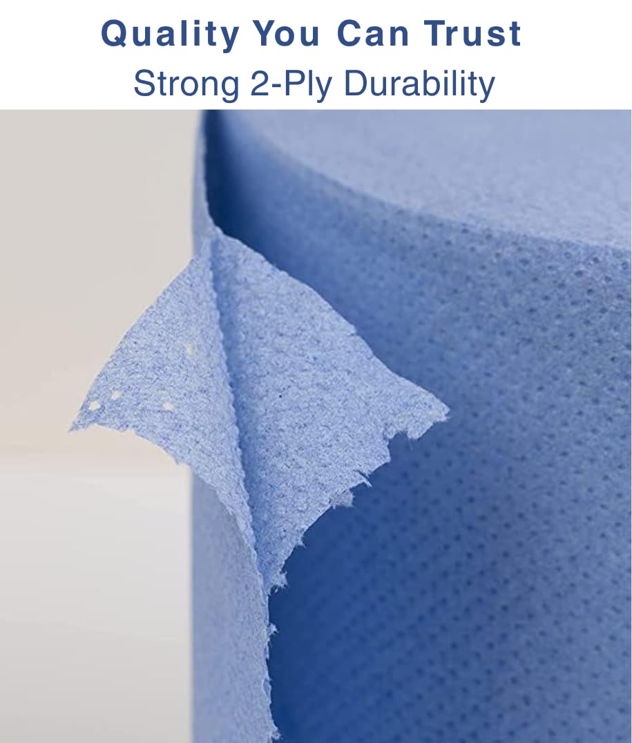 Bargain Factory Blue CENTREFEED Rolls 2 PLY 18 Pack Paper Towels Hand Towel Tissue Premium Quality Wall Mounted Lockable Rolls 100m