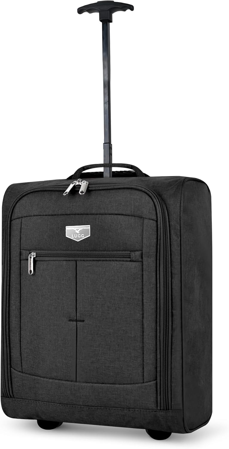 LUGG Lightweight Cabin Luggage, 600D Polyester, Solid Wheels, 45x36x20cm
