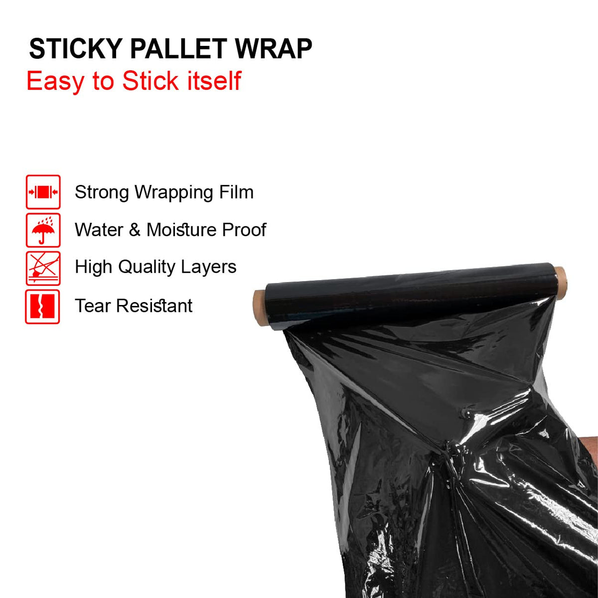 JeeJaan® 1 Roll Clear Pallet Wrap 400mm x 250m 20mu | Tear Resistant Stretch Film | Water & Moisture Proof Pallet Stretch Shrink Wrap | Multi-Use Strong Pallet Stretch Wrap