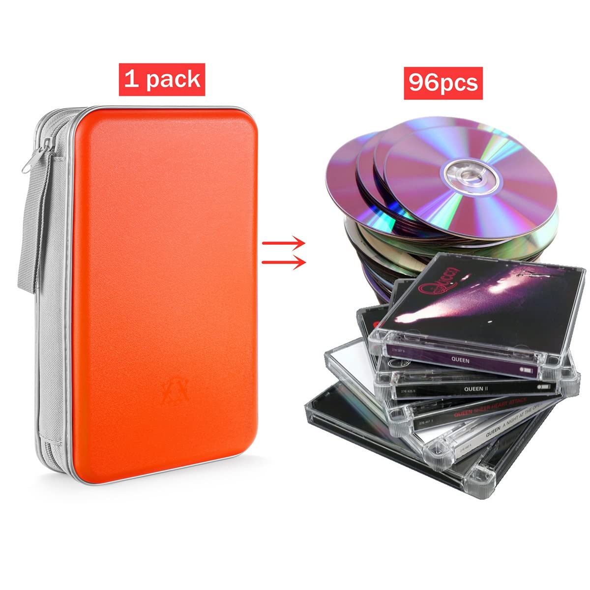 LIOVODE DVD Case, 96 Capacity CD Case Holder Organizer Disc Wallet for Car