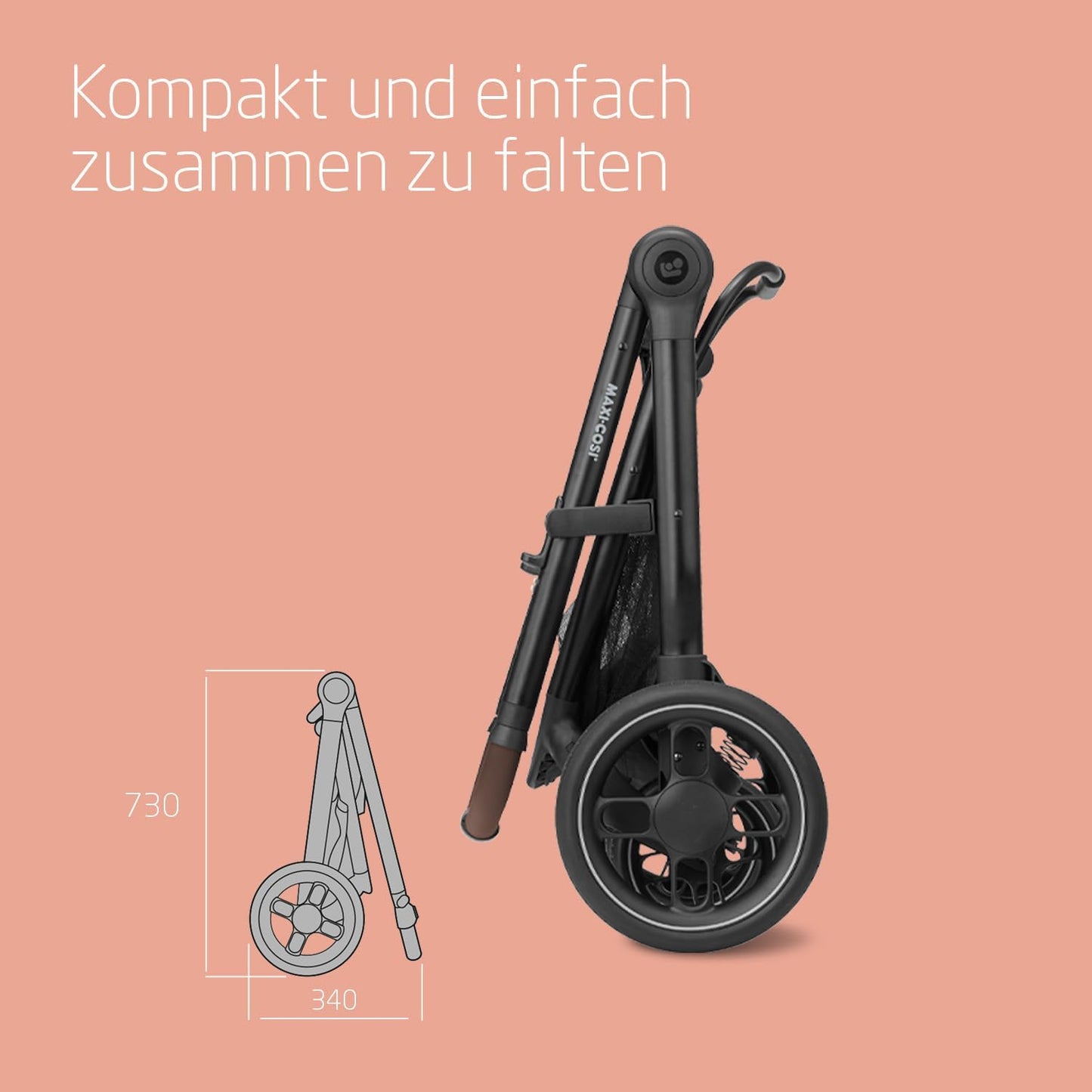 Maxi COSI Zelia Select Trio, Baby Stroller 3 in 1 with Car Seat, 0-4 Years (0-22 kg), One-Hand Fold, Compact and Reversible Pushchair Travel System, with CabrioFix S i-Size Baby Car Seat, Grey