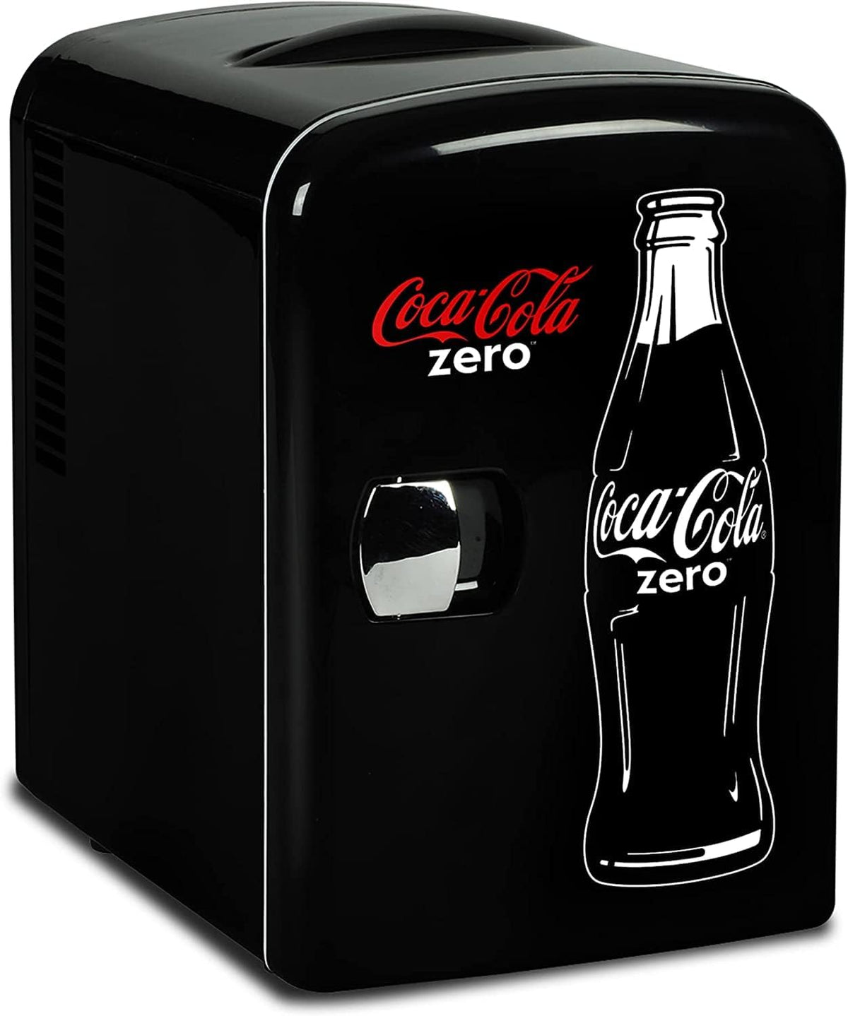 Coca Cola Coke Zero Mini Fridge For Bedrooms 4L Small 6 Can Table Top Quiet Mini Fridges For Skincare Office Food Drinks Kids Home Car & Travel 12V Portable Cooler Warmer Refrigerator (Black)