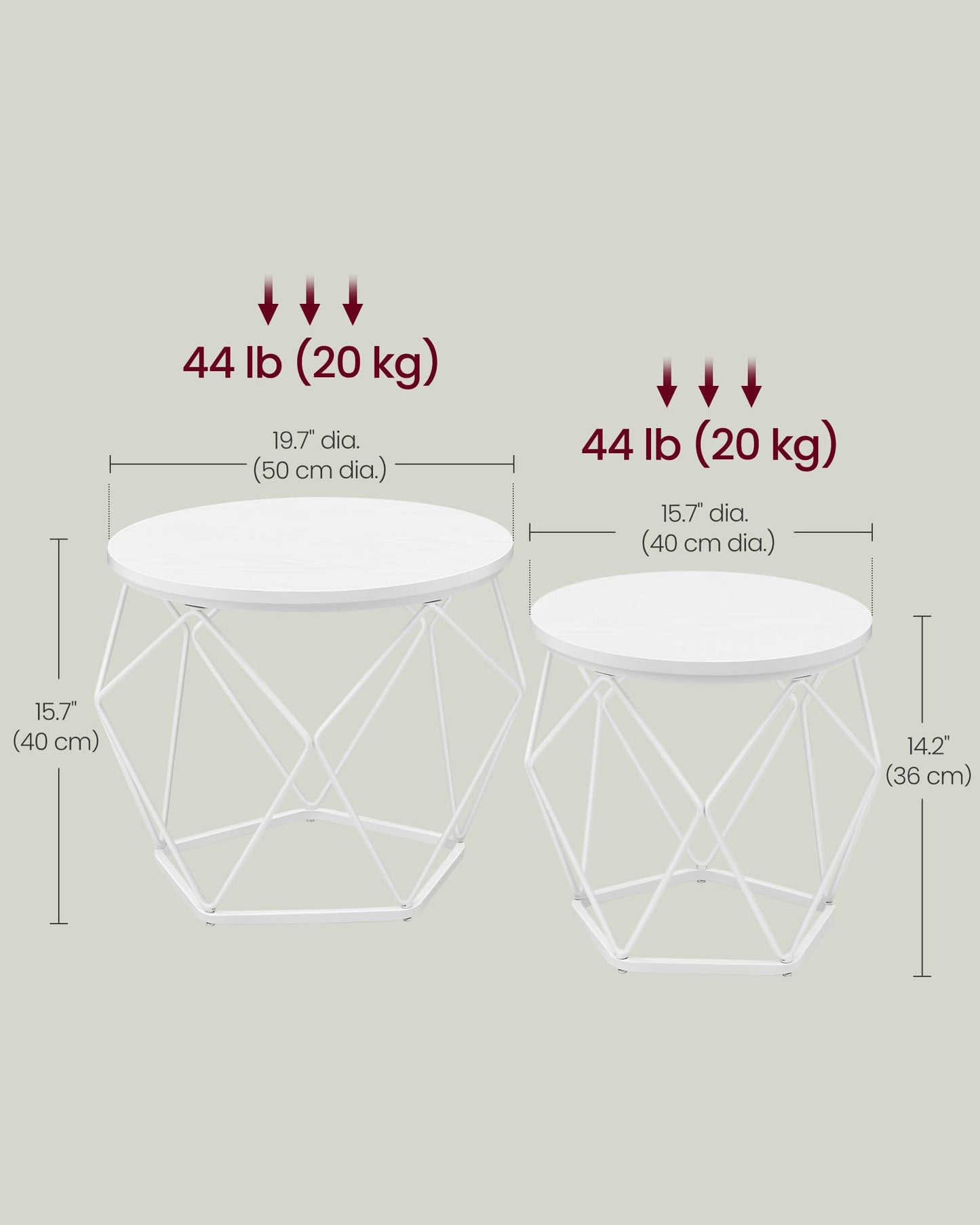 VASAGLE Coffee Tables, Set of 2 Side Tables, Robust Steel Frame, for Living Room, Bedroom, Rustic Brown and Black LET040B01