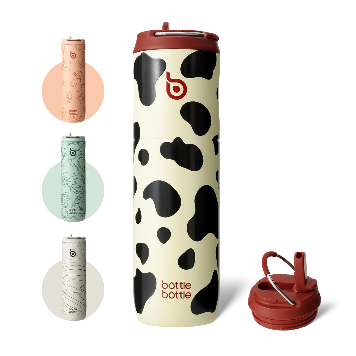 Bottle Bottle Stainless Steel Water Bottle 700ml with Straw and Lid Sports Insulated Metal Water Bottles with Handle(Black)