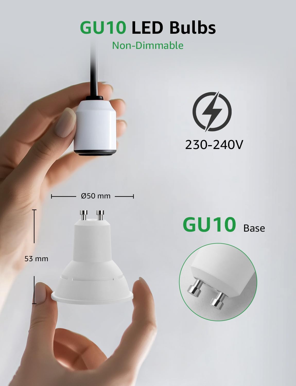 Lepro GU10 LED Bulbs A Rated, Cool White 6500K, 590LM,3.3W (50W Equivalent)
