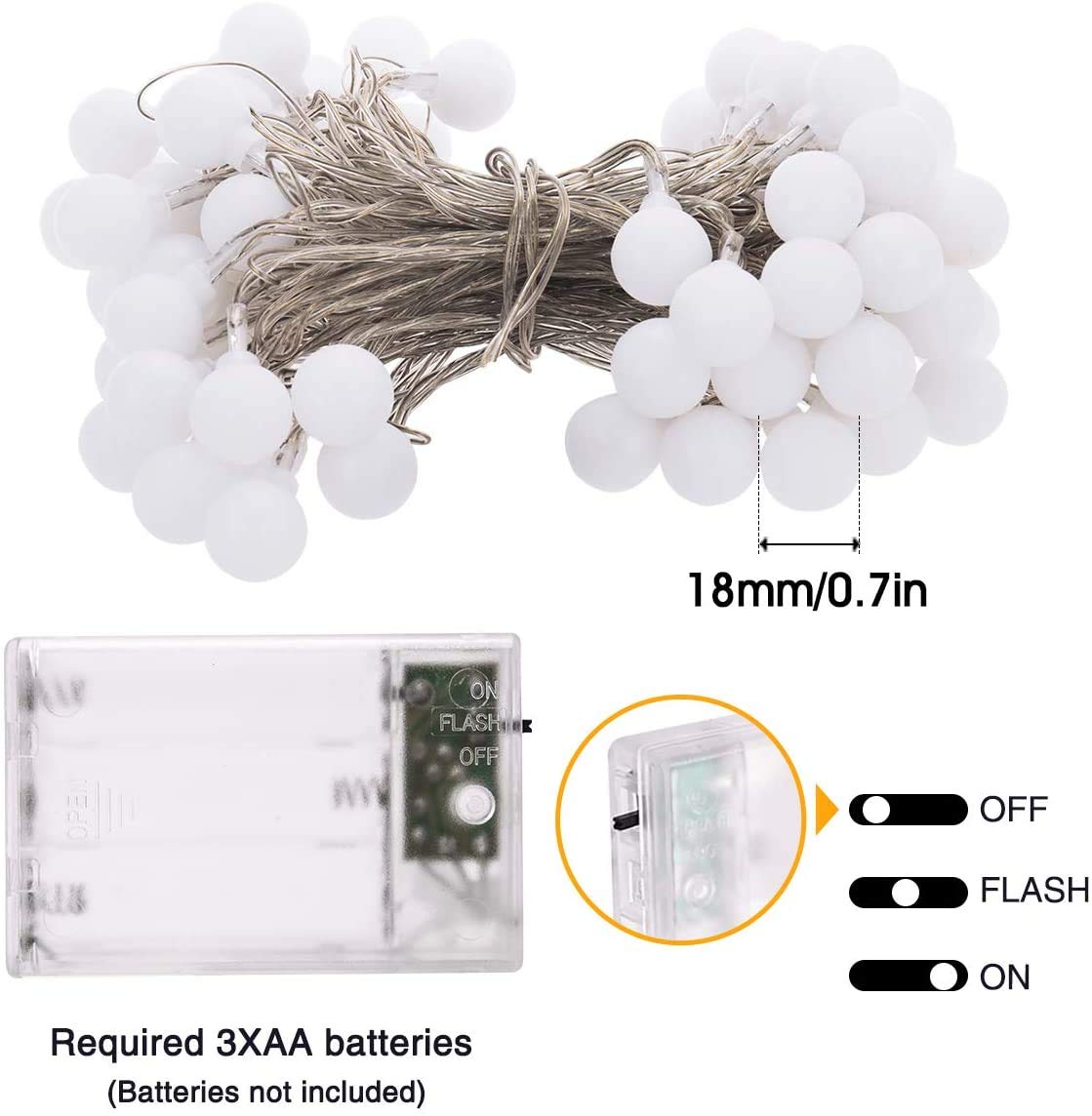 Fulighture Fairy Lights Battery Operated: 5m 16ft 40LED Snowflake