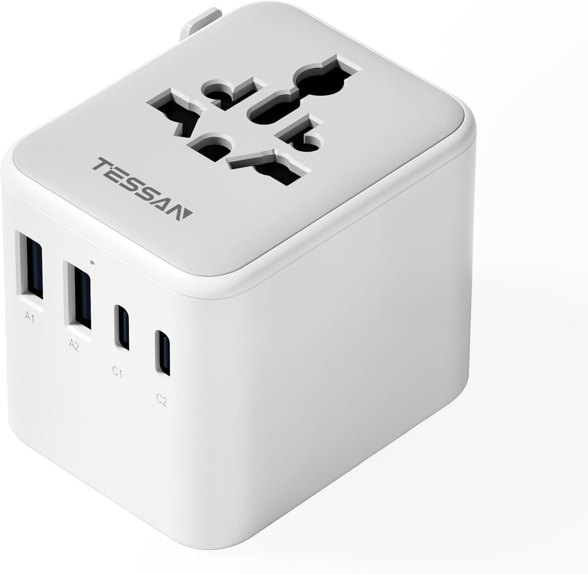 TESSAN Universal Travel Adapter Worldwide with 2 USB C and 2 USB A Ports