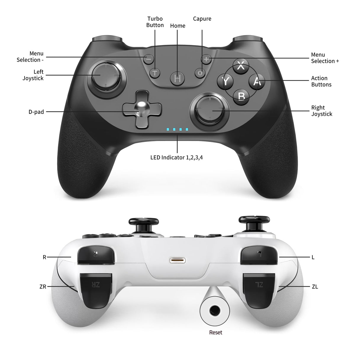 AceGamer 2pcs Wireless Controller for Switch 2/Switch/Lite/OLED, Controller for Switch Pro with Wake-up Function with One Button, Switch Pro Controller with Dual Vibration/Turbo/Screenshot