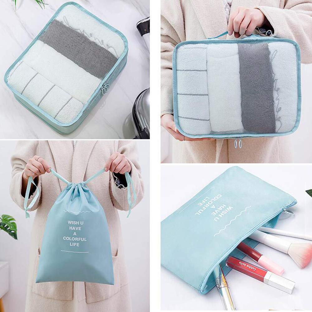 Travel Packing Cubes, Toifucos Multifunction 8pcs/set Luggage Organiser Compression Suitcase Essential Bag, Dark Gray