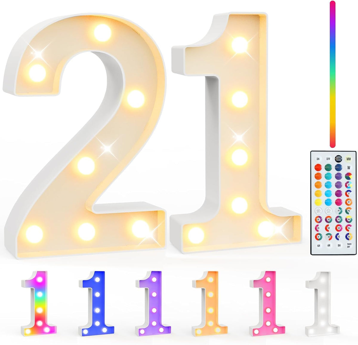 Ledido Pink Glitter Light Up Number 80 for 80th Birthday Decorations